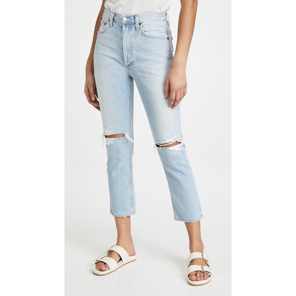Agolde Denim - AGOLDE Riley High Rise Straight Crop Jeans in Clear Skies Size 27 as-is